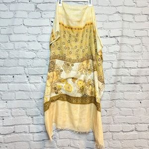 Boho Soft Yellow Printed Scarf